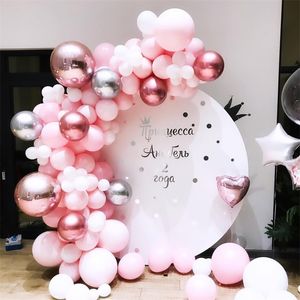 101pcs /set Pastel Rose Gold Pink Balloon Garland Arch Kit Anniversary Birthday Party Decorations Balloon Adult Baby Shower Girl 339 S2
