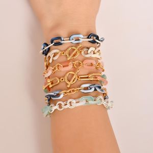 Link, Łańcuch Czechy Akrylowe Łącze Metalowe Łącze Bransoletki Bransoletki Dla Kobiet Multicolor Żywica Charm Bransoletki Femme Letnia Biżuteria