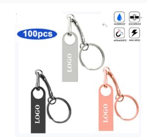 100PCS Metal USB Flash Drives USB2.0 Pen Drive 1GB 2GB 4GB 8GB 16GB 32GB PENDRIVE DISK UDISK FREE PRINT LOGO