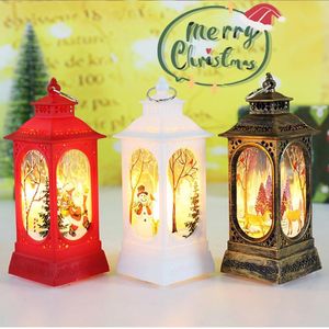 Christmas Decorations Candle Lantern LED Tea Light Candles Cages Elk Santa Claus Printing Candlestick Decoration For Home