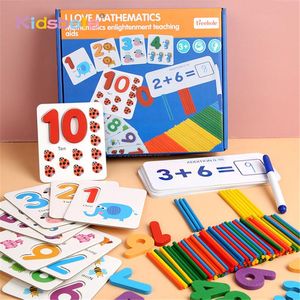 Lernart großhandel-Montessori Spielzeug für Kinder Mathematik Frühe pädagogische Zählung Holzaufkleber Kindernummer Erkenntnis Geburtstagsgeschenk