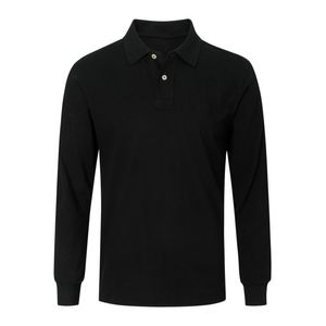 2022 camisa polo masculina de manga comprida de cor sólida de alta qualidade, esportes casuais, lapela de algodão, tamanho grande, mangas curtas