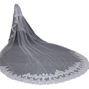 Katedra Weils Bridal Veils One Layer Lace Edge Appliqued Super Długi Długość Blush Face Ogon Weil Luksusowe Strzelanie Niestandardowe Damskie Akcesoria do włosów