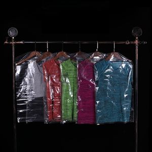 500Pcs/Lot Disposable Plastic Transparent Dust Cover Garment of Clothes Hanging Pocket Storage Bag Wardrobe Hanging Clothing