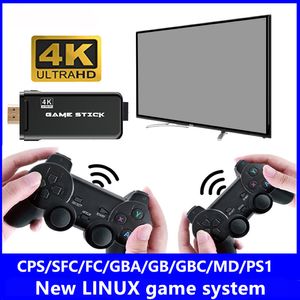 U8 게임 플레이어 32GB 4K TV 비디오 게임 스틱 리눅스 시스템 레트로 클래식 64 비트 2.4G 무선 컨트롤러 HDTV 출력 듀얼 플레이어 선물