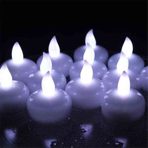 Candele galleggianti bianche fredde senza sfarfallio 12 pezzi, candele resistenti all'acqua, speciali velas decorative, mini candele a batteria a led