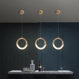 Modern Kolye Lambası LED Nordic Aydınlatma Armatürü Asılı Mutfak Restoran Bar Oturma Yatak Odası Başucu Kapalı Dekor Yüzük Işıkları