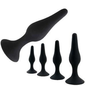 Massageartiklar Svart 4 Storlekar Silicone Anal Plug Sexleksaker för Kvinna Män Prostata Massager Butt Plug för Nybörjare Anal Stimulera Sex Tools