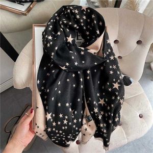 Scarves Women Print Cashmere Scarf Hijab Stars Female Winter Pashmina Warm Thick Shawl Wrap Blanket Echarpe Foulard Bufanda1