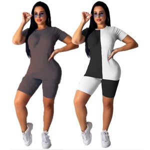 Bayan Kıyafetler İki Parçalı Set Eşofman Spor T-shirt + Şort Sportsuit Kısa Kollu Yeni Sıcak Satış Yaz Kadın Giysileri KLW3456