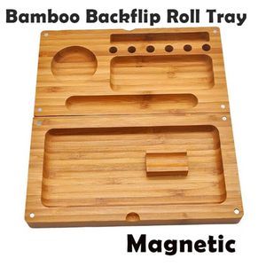 DIY Tabaco Rollin bandejas Bolso de bambú mm mm Backflip Bamboos Bandeja Magnético Magnético Bandeja Fumar Herb Grinder Caja de almacenamiento DHLA07