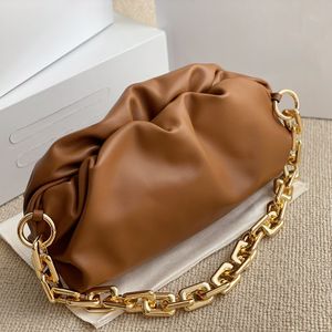 Italien Designer Bott Kalbsleder Umhängetasche Große Goldkette Wolke Handtaschen Echtes Leder Weiche Frauen Mode Dame Clutch Umhängetasche Luxus Designer Taschen