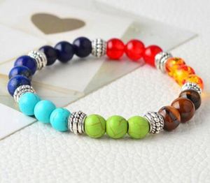 7 Chakras Beaded Bracelet Strands Reiki Healing Balancing Round Pärlor för kvinnor och män