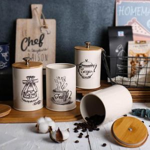 Storage Bottles & Jars 3pcs Vintage Style Tea Coffee Sugar Canisters Kitchen Tin Retro White Pots Food Containers