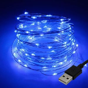 Strips Blue USB LED Fairy String Lights Decoration Wedding Party Indoor Bedroom 5M 10M 20M 50M Waterproof Connect Power With