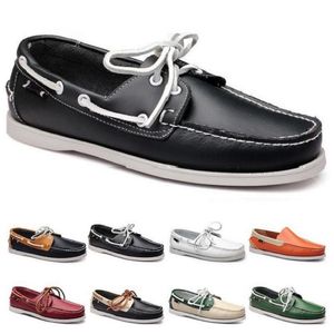 Mode mens casual skor typ73 läder brittisk stil svart vit brun grön gul röd utomhus bekväma andningsbara chaussures zapatos schuhe tränare