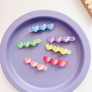 2021 Nova Menina Doce Simples Bonito Colorido Colorido Love Hairpins Moda Coréia Children's Duckbill Clip Kids Hair Acessórios