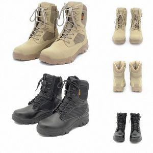 Män Cowhide Suede Delta Tactical Military Boot Outdoor High-Top Desert Combat Boots Mens Skor Storlek 39-46 I7O7 #