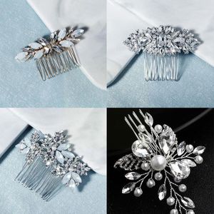 Haarklammern Barrettes Perle Strass Hochzeit Kämm Brautzubehör Schmuck Kopf Frauen Für Silberfarbe