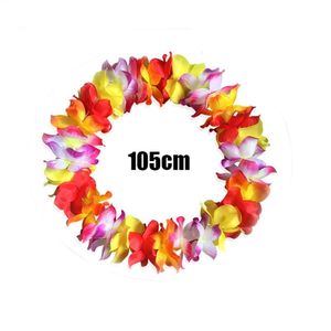 装飾的な花の花輪1ピースは熱帯のハワイアンルアウの花Lei Party Favorsのファクト105cmの花輪H5を数えます
