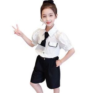 子供服女の子Tシャツ+カジュアルスタイルの10代の夏の衣装子供6 8 10 210527