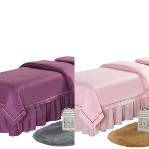 4 pcs de alta qualidade salão de beleza conjuntos de cama massagem spa lençóis grossos lençóis colcha massagem spa fronha capa de edredão conjunto c0223