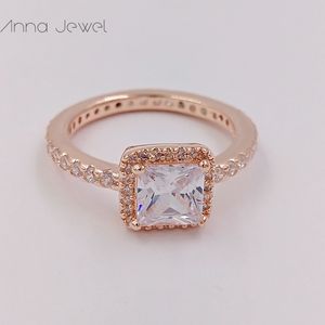 カラーフェージングジュエリーのウェディングスタイルの婚約の約束Diamond Solid Rose Gold Pandoraリング女性男性指輪セット誕生日バレンタインギフト180947cz