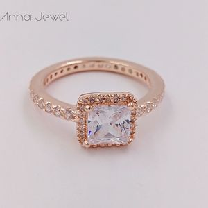 NO color fading jewelry wedding style engagement promise Diamond solid rose gold Pandora Rings for women men finger ring sets birthday Valentine gifts 180947CZ