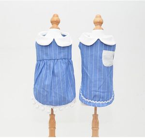 Odzież dla psa w stylu mody koszula i spódnica małe kamizelki sukienka niebieska pudel