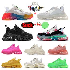 Authentic Paris 17 FW Outdoor Triple S Crystal Bottom Original Shoes Beige White Black Pink Green Blue Yellow Men Women Trainers Platform sneakers Luxurys Designers