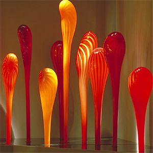 Modern Hotel Hall Art Decoration Floor Lamp Murano Red Glass Sculpture Art Crafts Garden Blown Glass Spears 24 till 36 tum Art Deco Stand Lamp