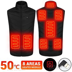 Giacca riscaldata a 8 aree Giacca riscaldata USB alimentata a batteria Gilet riscaldato Gilet caldo da donna per uomo Abbigliamento termico invernale 211120