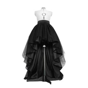 Gonna in tulle nero alto basso Tutu con orlo asimmetrico Abito da sposa a strati Abito da sposa a pieghe Prom Gala Elegante Saia 210619