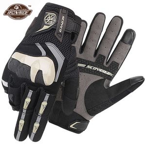 Scoyco Gray Guantes Moto Homens Motorcycle Luvas Vestível Motorbiker Motocross Mountocross Riding Screen Tela Malha Guantes Moto H1022