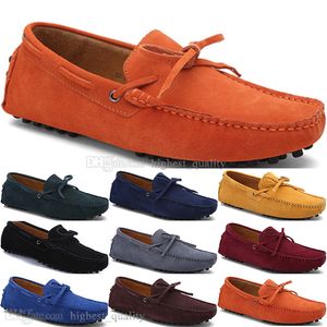 155 New Fashion mens Scarpe casual in pelle Stile britannico primavera Coppia Genuine Peas Scrub uomo Drive Lazy man copriscarpe outdoor comodo traspirante nero giallo