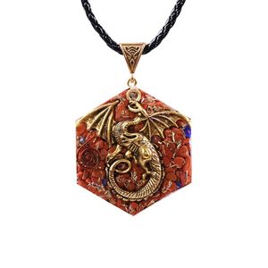 Kolye Kolye Dragon Mitolojisi Kolye Doğal Kırmızı Jasper Orgon Enerji Jeneratörü Kolye Şanslı Nimet Koruma Çakra Jewelr