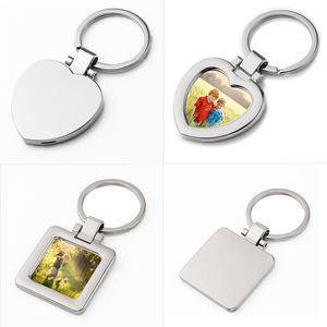 Personalized Sublimation Square Keychain Favor Flip Keyring Heat Transfer Printing Luggage Ornaments