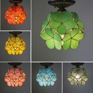 Fleckglas-Licht-Leuchten großhandel-Deckenleuchten Tiffany Buntglas Licht Wohnzimmer Schlafzimmer Blume LED Lampe Küche Hängende Beleuchtungsvorrichtungen