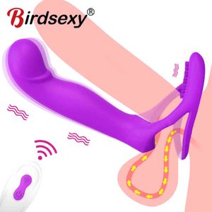 Nxy Sex Vibrators Strap on Dildo for Women Clitoral Stimulator Remote Control Female Masturbators Toys Goods Adults 18 Lesbian 1201