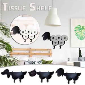 Cute Black Sheep Toilet Paper Roll Holder, Novelty Free Standing Or Wall Mounted Tissue Wc Stand Rack Dropship 210720