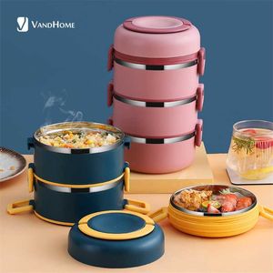 Vandhome termisk lunchlåda för barn rostfritt stål matbehållare läckage tätt bento box barn skola japanska matburk kontor 211108