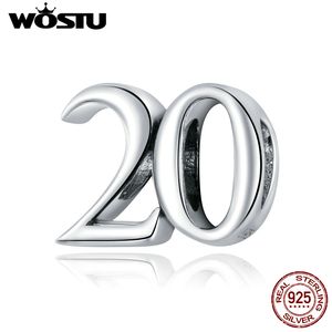 Wostu Numbers 16 Charm 925スターリングシルバーシンプルなペンダントフィットオリジナルブレスレットネックレスビーズCQC1623 Q0531