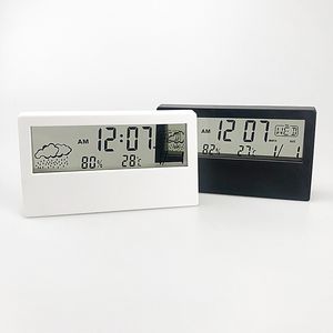 Orologio da tavolo elettronico LCD Misuratore di umidità della temperatura Allarme Display digitale creativo Luce blu multifunzione