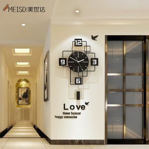 Meisd Qualidade Acrílico Relógio Moderno Quadrado Relógio Preto Adesivos Creative Home Decor Quarto Horloge Silenciosa Sala de estar Frete Grátis 210310