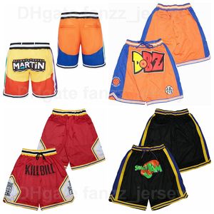 SPACE JAM Pocket Zipper Basketball Shorts Just Don Wear BALL Z KILL BILL BLOOD MARTIN MULTICOLOR Pinstripe Sport Pant Orange Purple Black White Red Pink Green