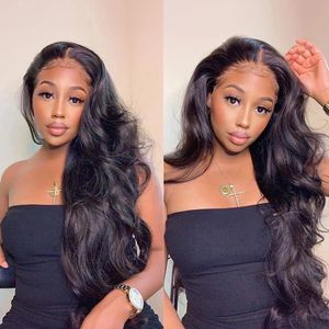 Natural Wave Lace Front Wig Miękkie Włosy T Części Syntetyczne Peruki Jet Black Wyprzedaż środkowa część z włosami dla dzieci Cosplay Pałatki na głowę Peruki dla kobiet