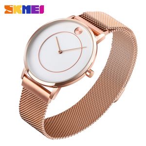 Skmei Elegante Einfache Quarz Herren Uhren 2 Zeiger Kreative Zifferblatt Armbanduhr Männer Wasserdichte Edelstahl Armband Montre Homme Q0524