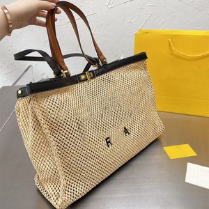 Straw Shopping Bag Hollow Out Woven Large Tote Women Totes Black Embroidery Letter Handbag Handbags Ladies Bags Summer Beach Clutch