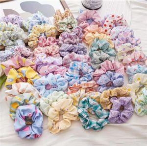 5 PCS/lot Hair Rope Retro Floral Hairband Elastic Chiffon Rubber Band Girls Ponytail Holder Fashion Accessories 10 Designs BT6642