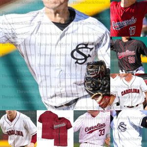 2021 NCAA Gamecocks College Baseball Jerseys Noah Campbell 3 Brady Allen 5 TJ Hopkins 11 Andrew Eyster 41 Cole Ganopulos White Red